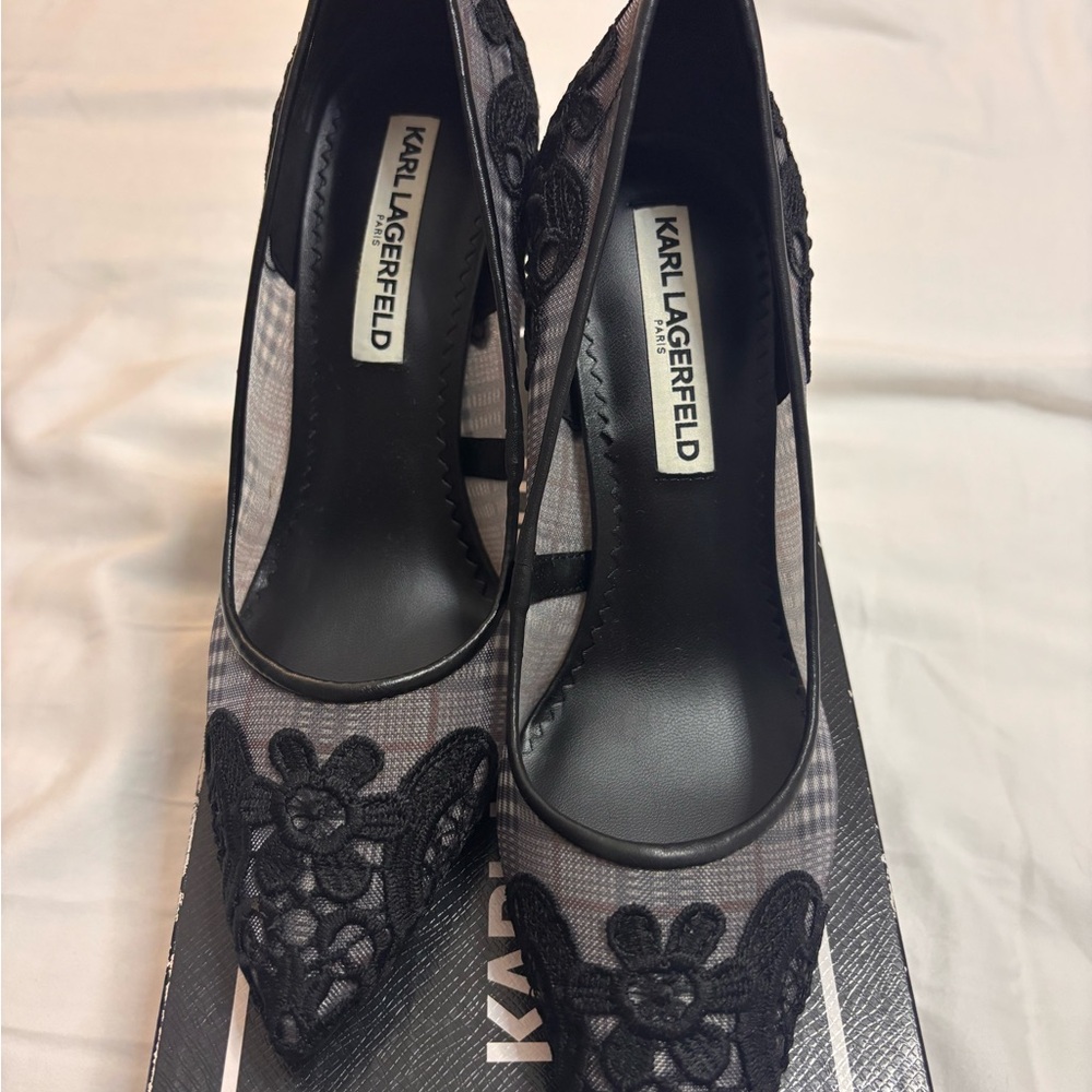 Karl Lagerfeld Black and Gray Heels
